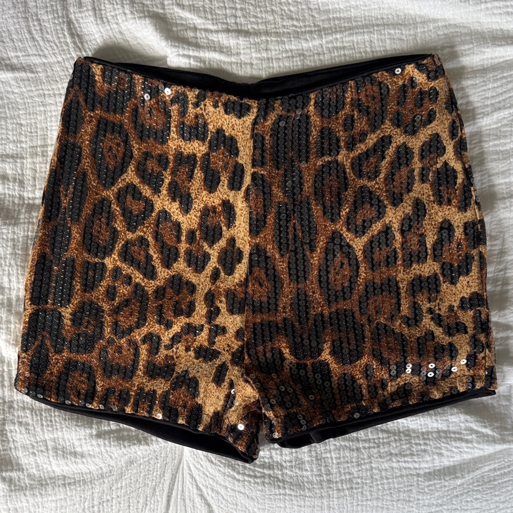 Leopard Print Sequin Women's Shorts